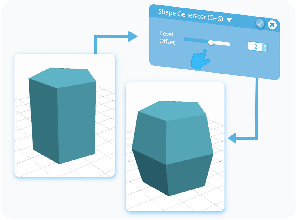 Customizing the Bevel Offset feature for Shape Generator with slider or text-box